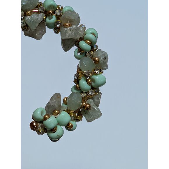 Statement Earring Bundle Aventurine Hoops + Amethyst Cluster Drops - Picture 2 of 8